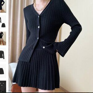 Commense Leisure Long Sleeve Two Piece Skirt Set - Size XL